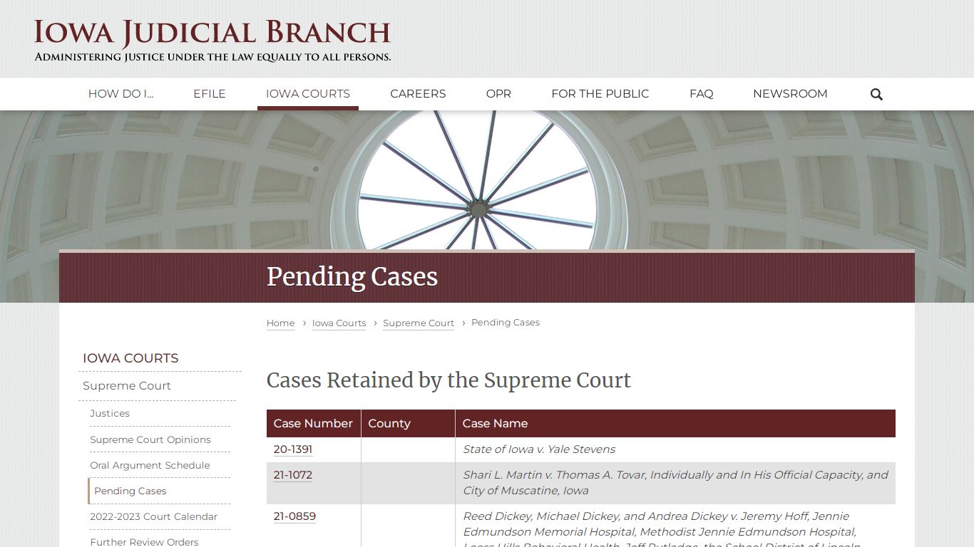Pending Cases | Iowa Judicial Branch
